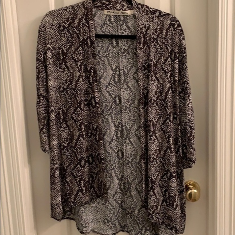 Michael Stars Black White Tan Snake Animal Print Kimono Cardigan Small Oversized - Picture 1 of 6